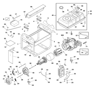 Main Unit Diagram and Parts List for 030750-00  Briggs and Stratton Generator